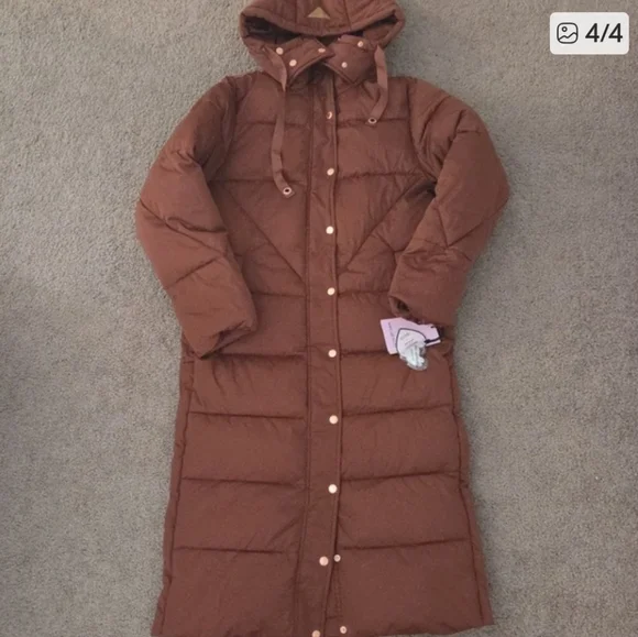 Avec Les Filles Rust Ultra Long Maxi Water Repellent Coat Rose Gold Hardware - Picture 2 of 9